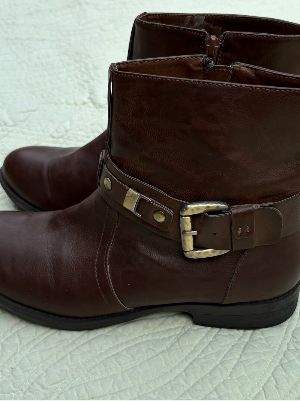 Relativity Women's Brown Faux Leather Ankle Boots with Buckle size 9